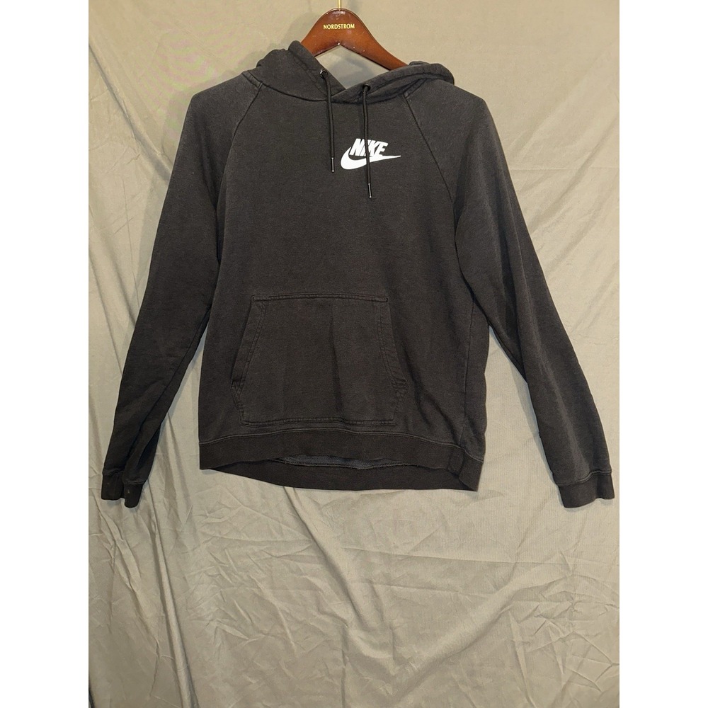 Nike Sportswear Women's Rally Black Heather/White Hoodie‎ sz Medium